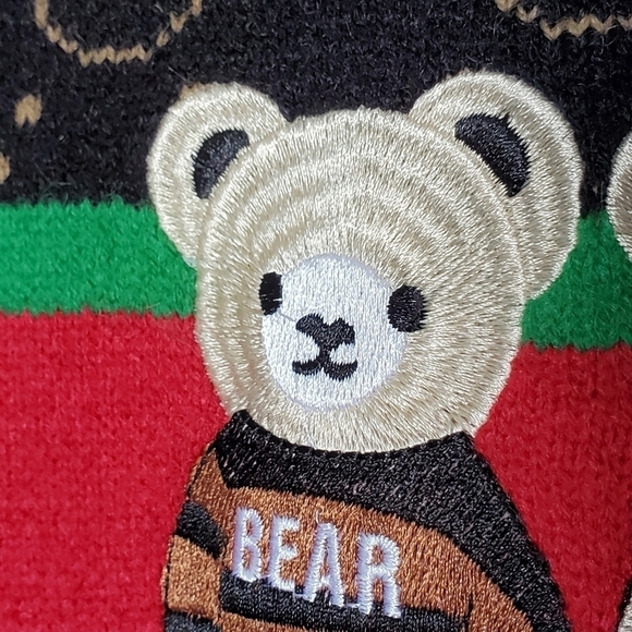 Bear Web Striped Cardigan Button Down Sweater Vest - Picture 4 of 10